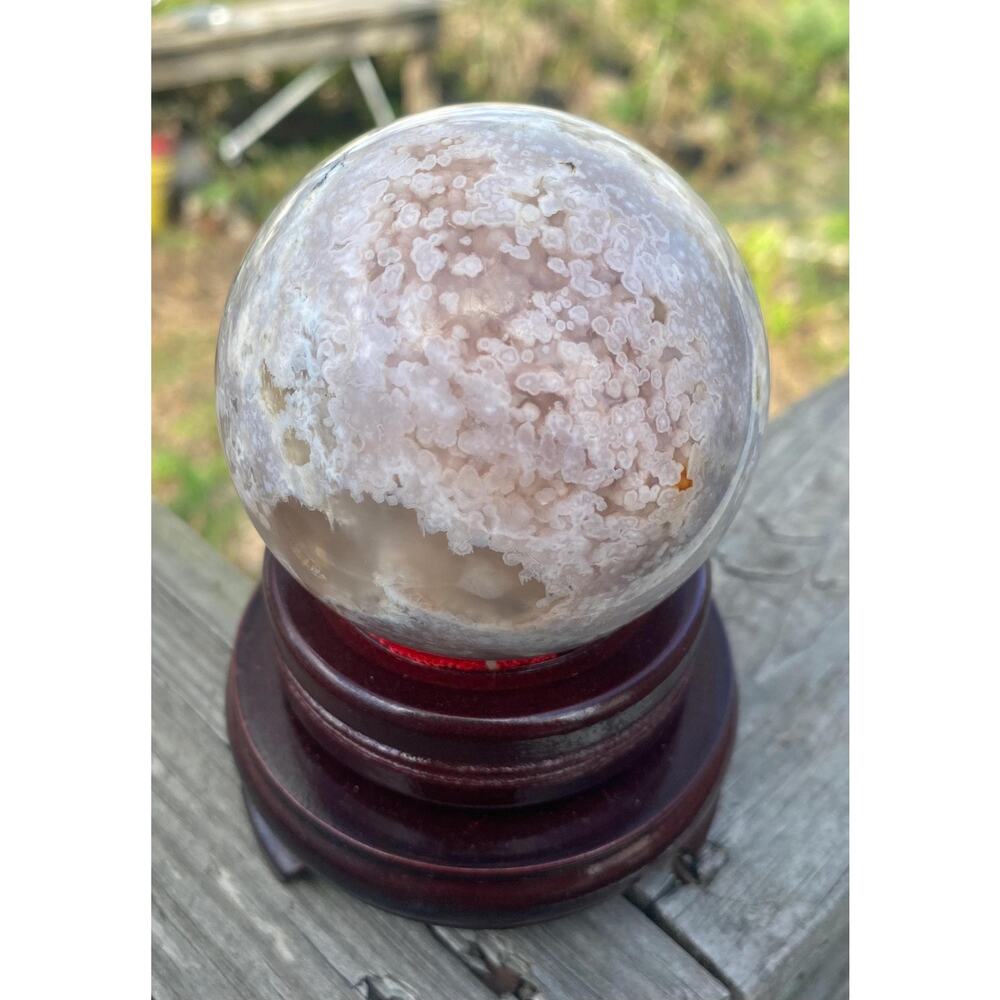 68 mm Beautiful Coloring Flower Agate Crystal Sphere with Stand
